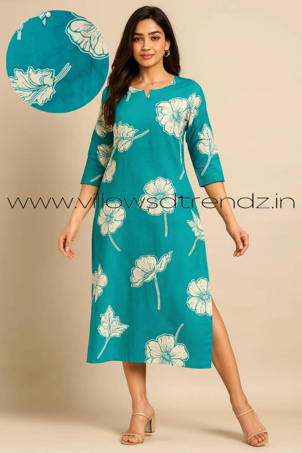 Twill Blue Rayon Kurta| Side cut| 3/4 Sleeve| Sky blue| AV240071 - 2XL, Sky blue