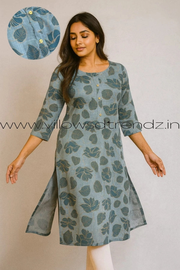 Aarvija Rayon Kurta| Side cut| 3/4 Sleeve| Sky Blue | LI193001 - M, Sky Blue