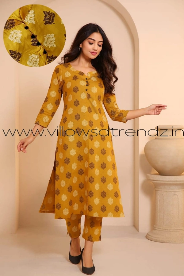 Twill Blue Rayon Kurta| Side cut| 3/4 Sleeve| Peach Onion | LI195095 - XL, Peach Onion