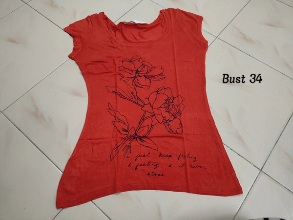 VDT Rose print womens tshirt - Red, S