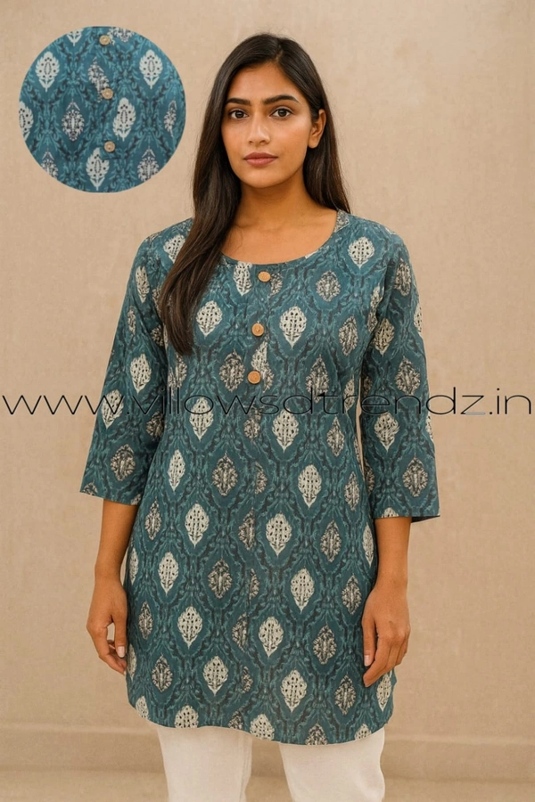 Ruthvi Ethnics Cotton Short Kurti| Blue | SK1379 - 2XL, Blue