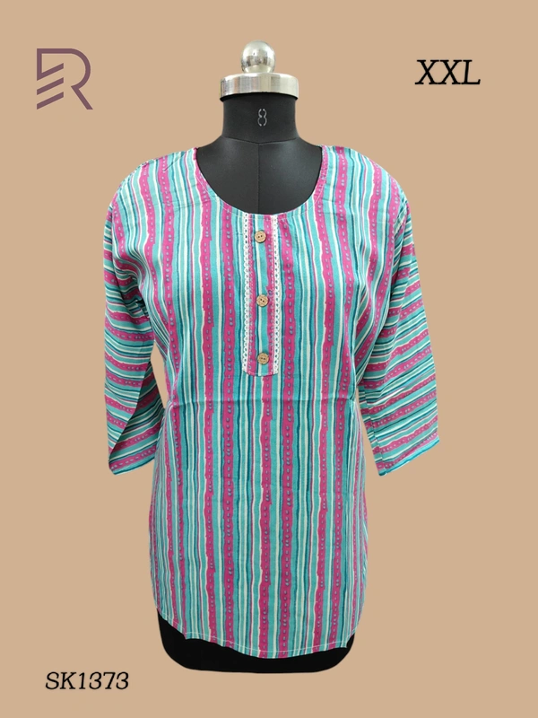 Ruthvi Ethnics Cotton Short Kurti SK1373 - 2XL, Sky Blue