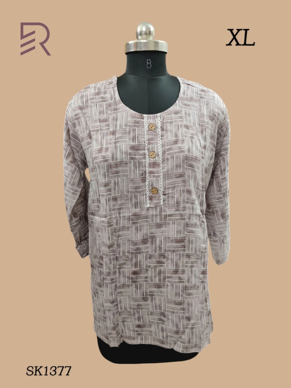 Ruthvi Ethnics Cotton Short Kurti SK1377 - XL, Grey