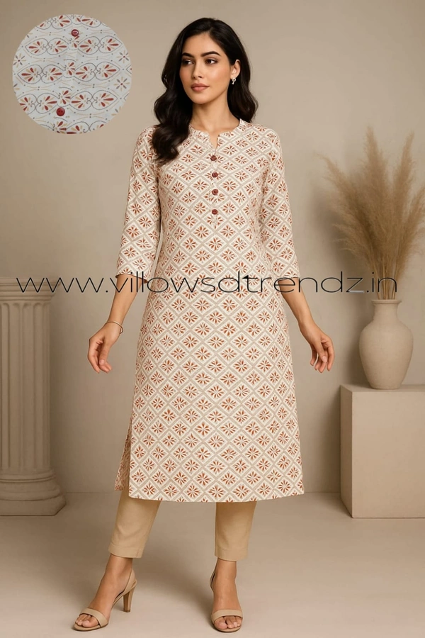 Livaasa Side Cut Liva Kurti LI17504 - Half White, 2XL