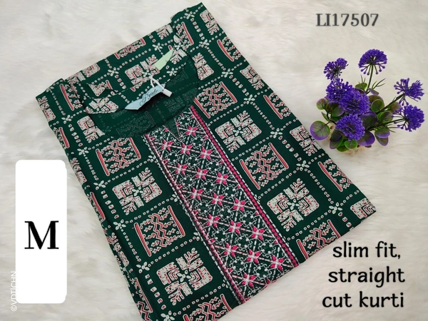 Livaasa Side Cut Liva Kurti LI17507 - M, Dark Green