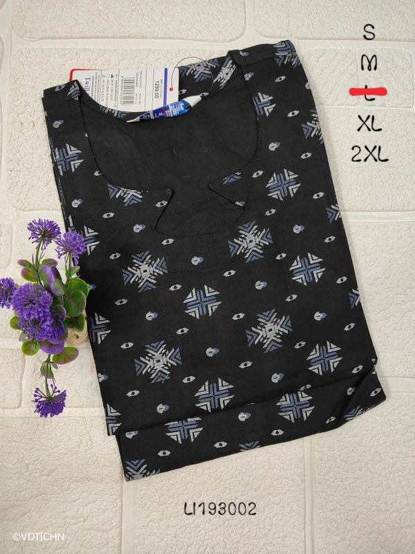Twill Blue Side Cut Liva Kurti LI193002 - S, Black