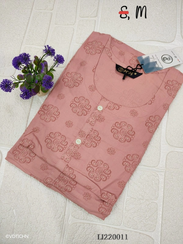 Twill Blue Side Cut Liva Kurti LI220011 - M, Pink