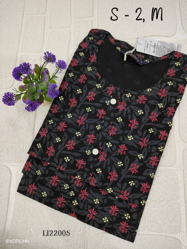 Twill Blue Side Cut Liva Kurti LI22005 - S, Black