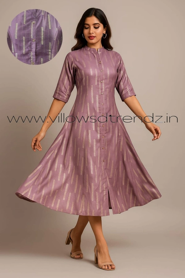Twill Blue Silk Cotton -Aline Kurti| M | Onion Pink |SA35502 - M, Onion Pink