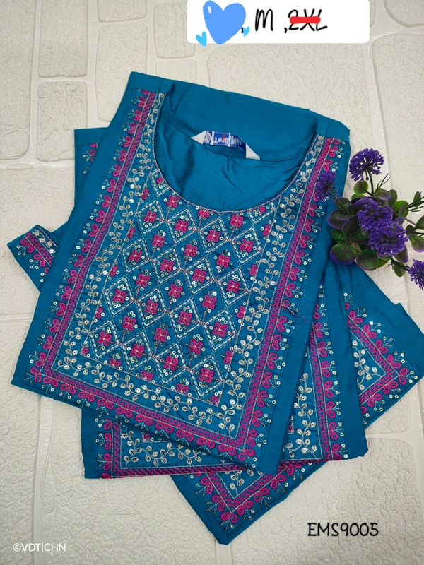 Twill Blue Silk Kurti EMS9005 - M, Peacock Blue
