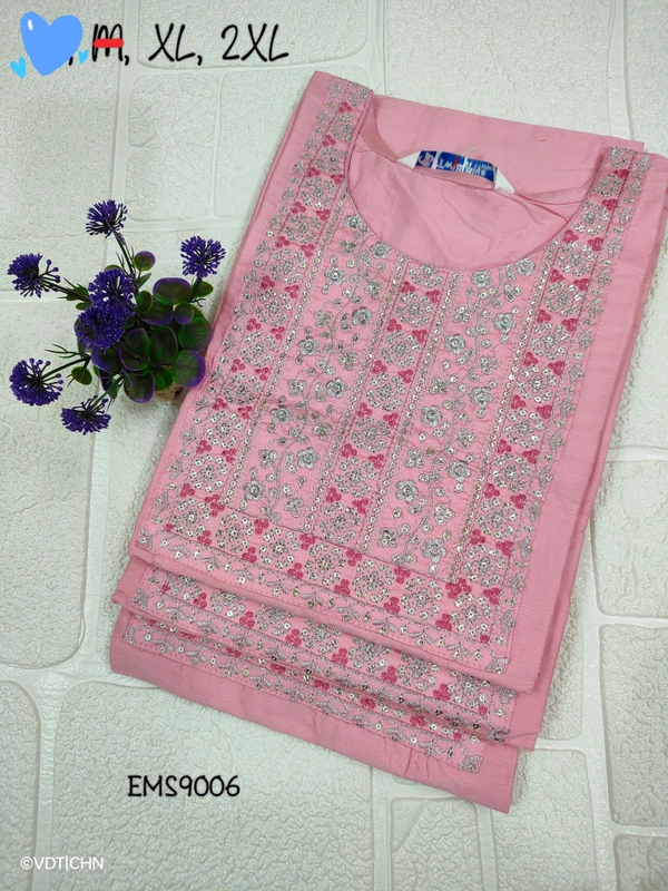 Twill Blue Silk Kurti EMS9006 - 2XL, Pink
