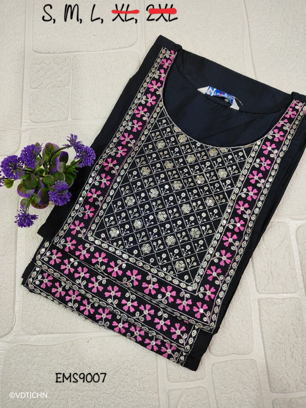Twill Blue Silk Kurti EMS9007 - L, Black