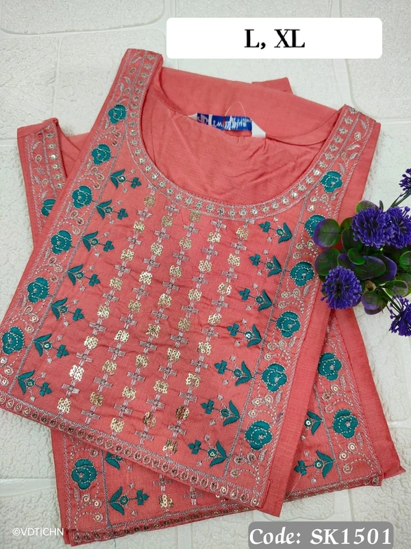 Twill Blue Silk Kurti SK1501 - L, Pink