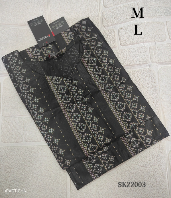 Twill Blue Silk Kurti SK22003 - M, Black