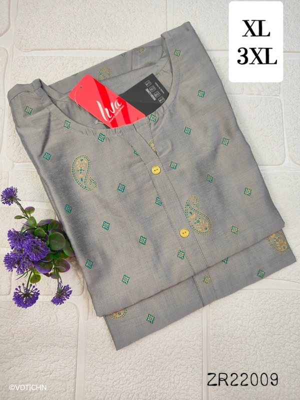 Twill Blue Silk Kurti ZR22009 - 3XL, Ash
