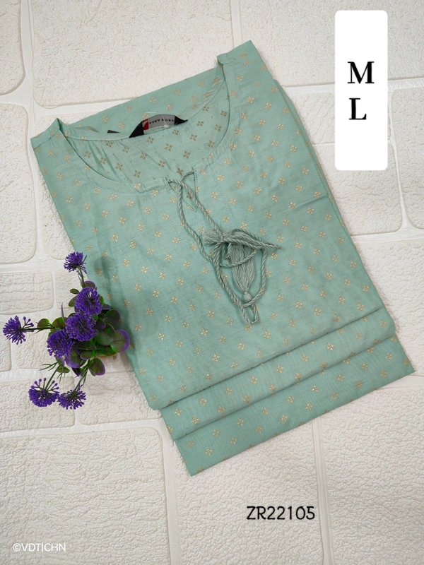 Twill Blue Silk Kurti ZR22105 - M, Sky Blue