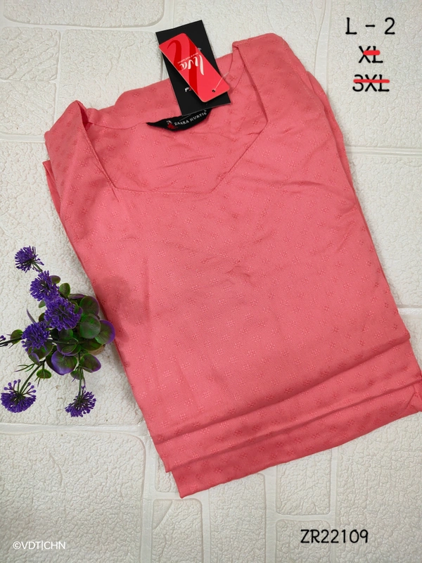 Twill Blue Silk Kurti ZR22109 - L, Pink