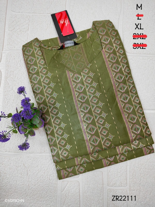 Twill Blue Silk Kurti ZR22111 - M, Green