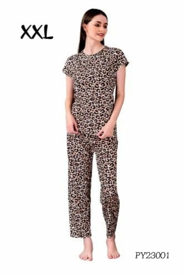 Clovia T- Shirt & Pyjama  Set |100% Cotton |Black | PY23001 - 2XL, Black
