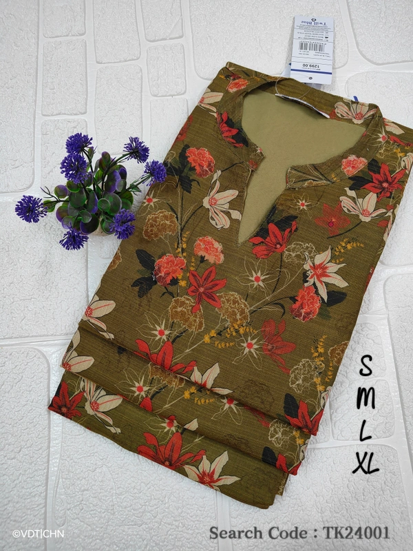 Twill Blue Tissue Silk Kurti with attractive Neck Pattern TK24001 - S, Green
