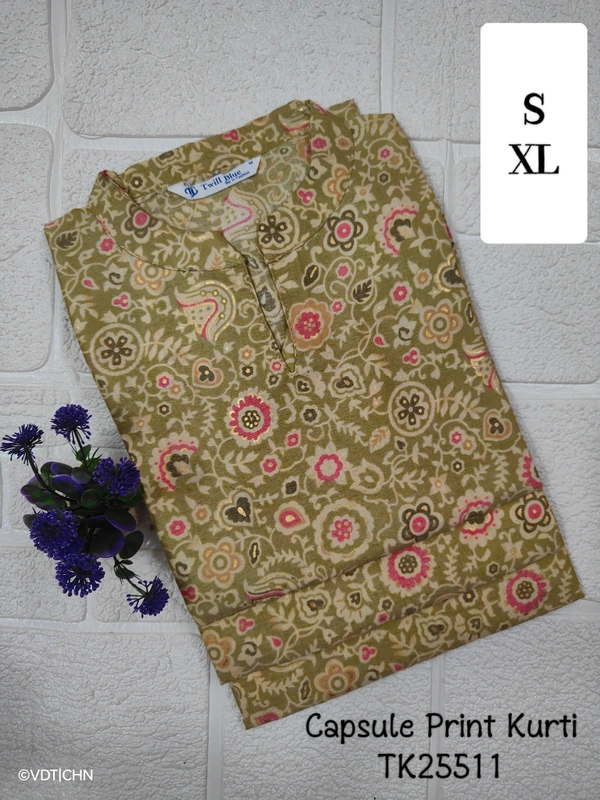 Twill Blue Tissue Silk Kurti with attractive Neck Pattern TK25511 - S, Green