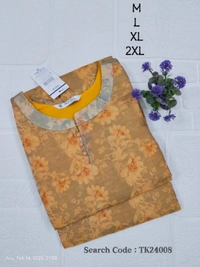 Twill Blue Tissue Silk Kurti with attractive Neck Pattern TK24008 - Light  Brown, XL
