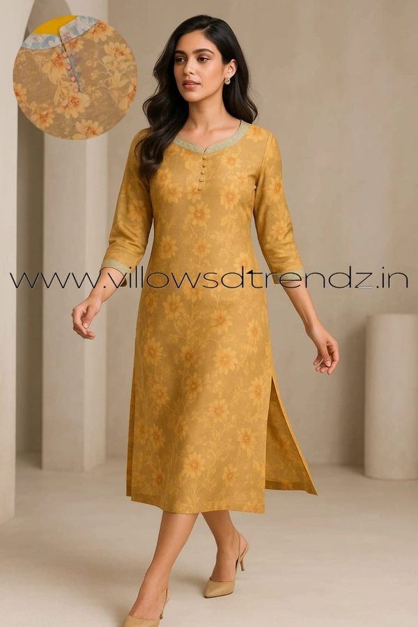 Twill Blue Tissue Silk Kurti with attractive Neck Pattern TK24008 - Light  Brown, XL