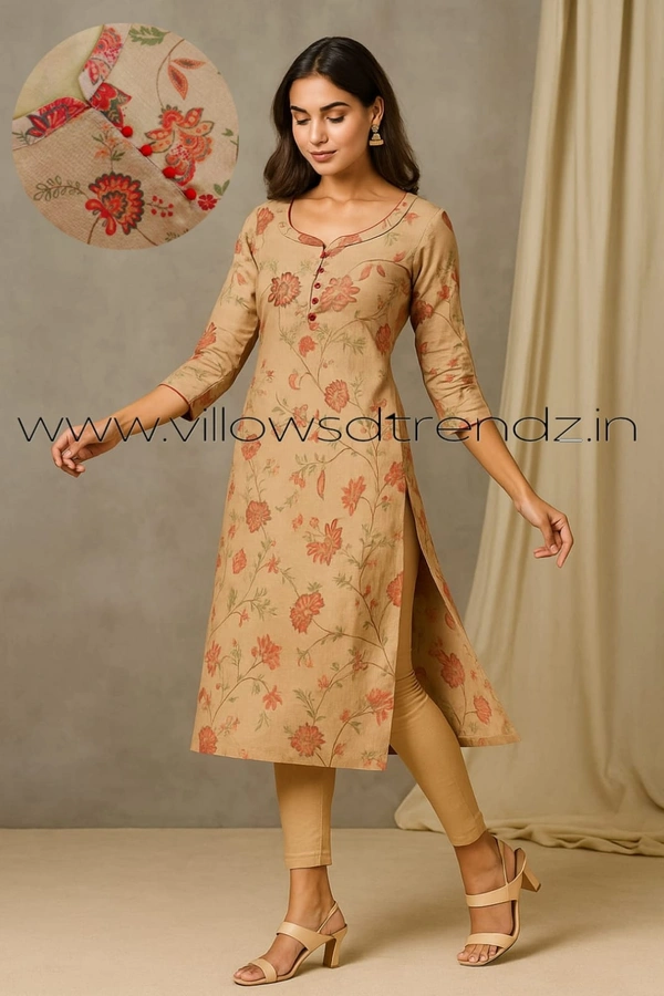 Twill Blue Tissue Silk Kurti with attractive Neck Pattern| TK25502 - XL, Sandle
