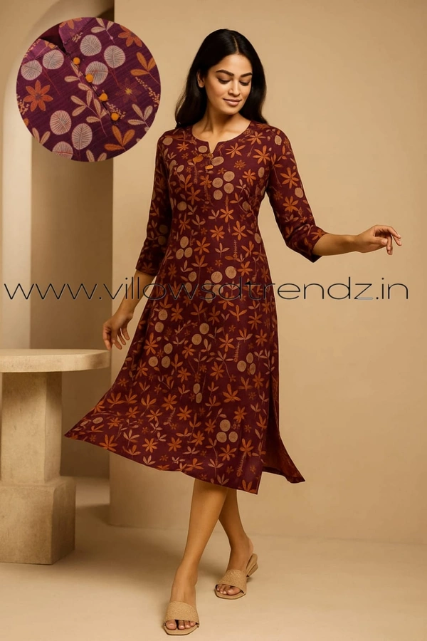 Twill Blue Tissue Silk Kurti with attractive Neck Pattern| TK25508 - M, Maroon
