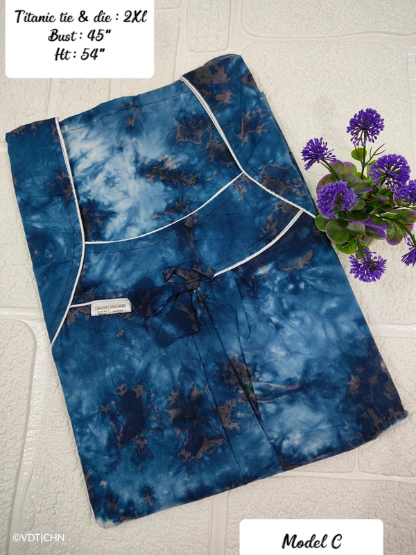 VDT Titanic tie&die gown maxi NT10037 - XXL, Blue