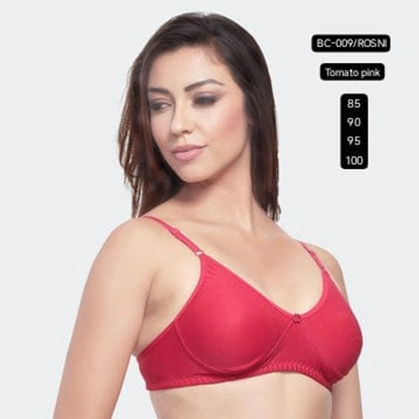 Prithvi Tomato pink soft and comfort fabric Back Closure - hook and eye, Non padded, BC-009/ROSNI - 90, Tomato pink