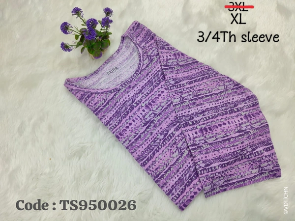 Ruthvi Ethnics T-Shirt TS950026 - XL, Lavender With Blue