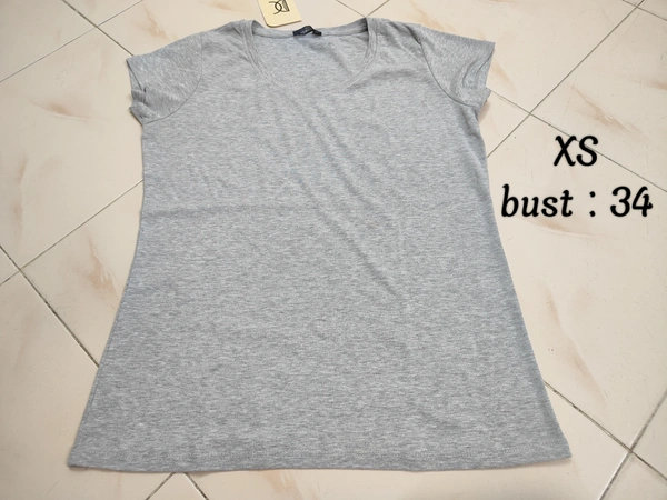 VDT U neck plain womens tshirt - Grey, XS
