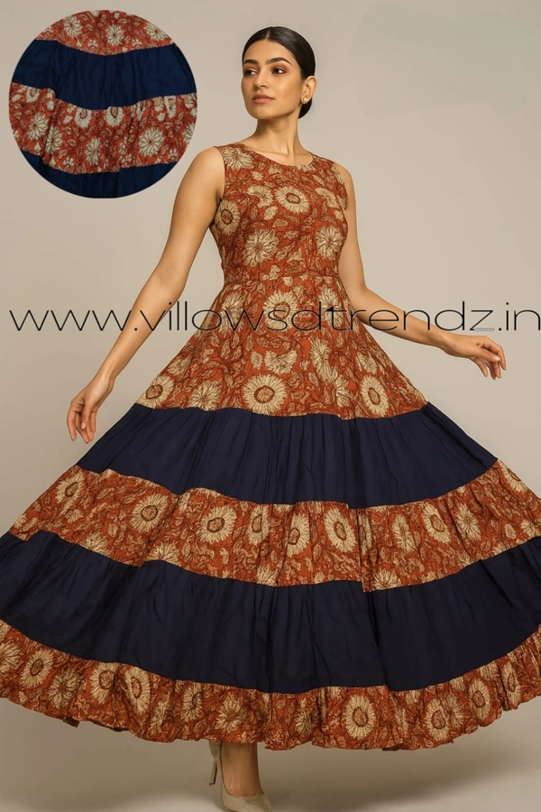 Twill Blue Umbrella Rayon Kurti | Brown | 192 - M, Brown
