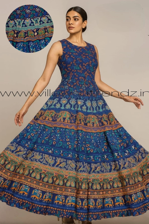 Twill Blue Umbrella Rayon Kurti | Ink Blue | UMC004 - 2XL, Ink Blue