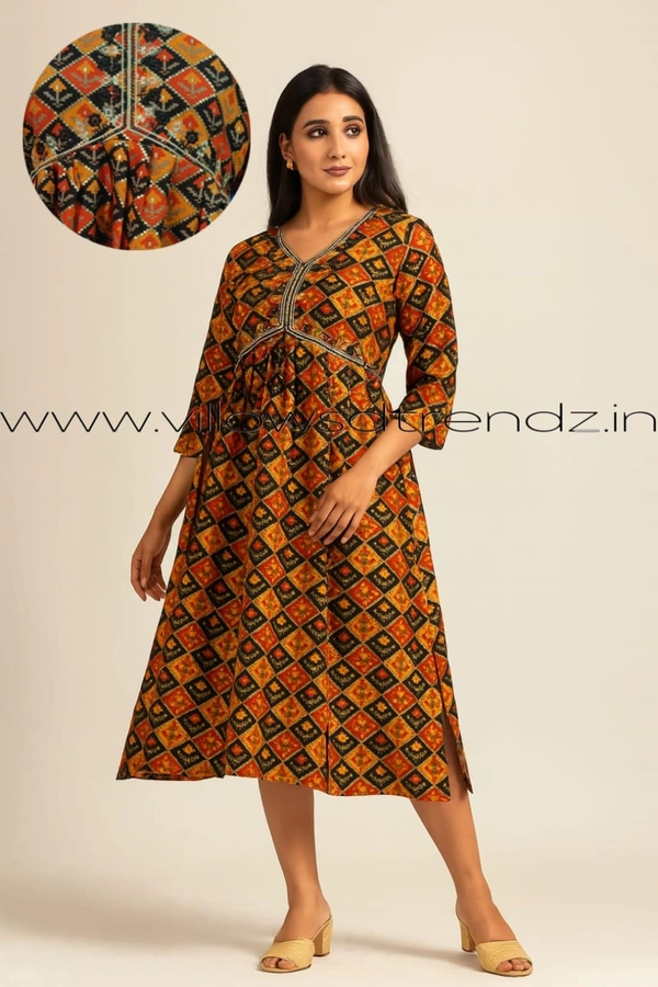 Twill Blue Umbrella Rayon Kurti |  Multi colour | 145 - XL, Multi colour