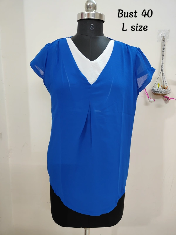 VDT V Neck Double layered Tunic - Ink Blue, L
