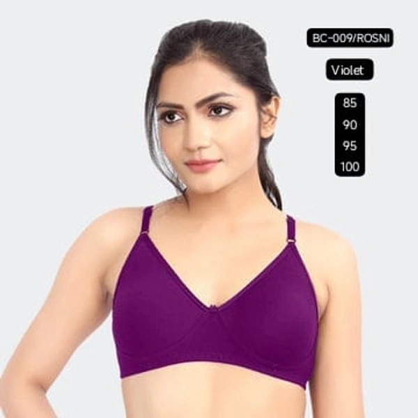 Prithvi Violet soft and comfort fabric Back Closure - hook and eye, Non padded, BC-009/ROSNI - 90, Violet