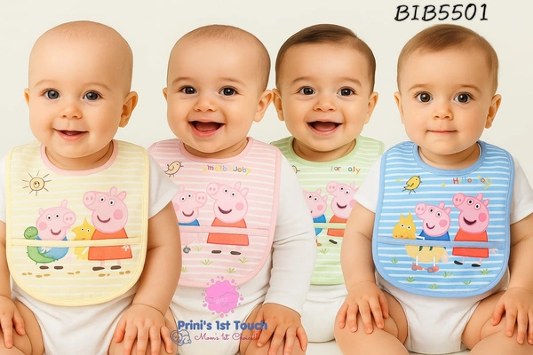 Villows Water Proof Bib with holder| Pack of 4 pc|100% Organic Cotton|BIB5501 - Pack of 4, Pink