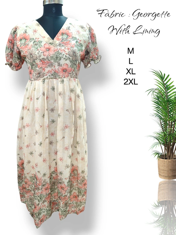 Ruthvi Ethnics Western Gown cum Maxi WF29001 - M, Half Sandle With Florel