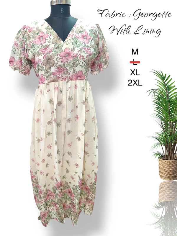 Ruthvi Ethnics Western Gown cum Maxi WF29004 - XL, Half Sandle With Florel