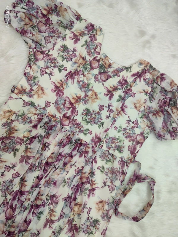 Ruthvi Ethnics Western Gown cum Maxi WF29005 - M, White With Florel