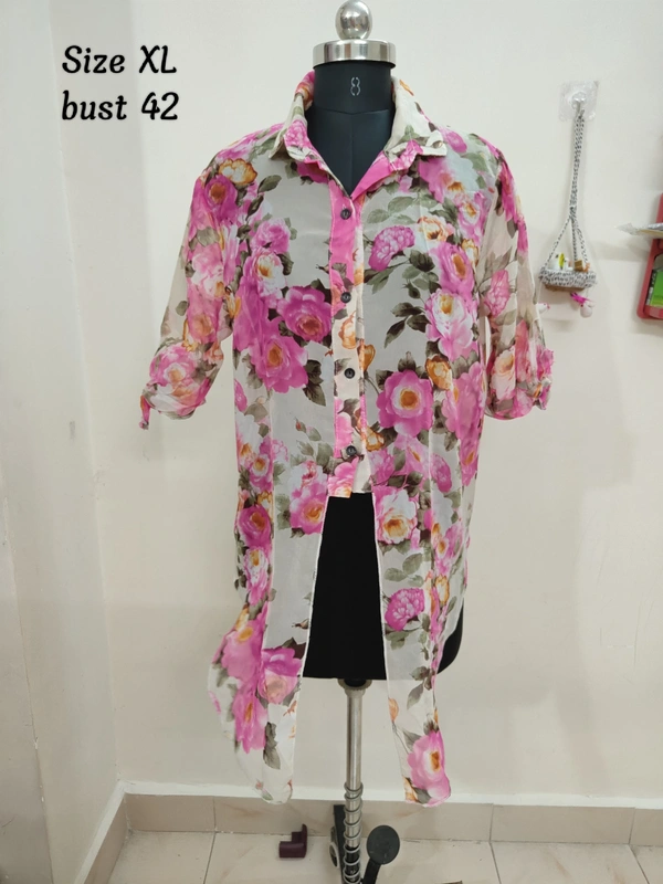 VDT White Rose Printed Shirt - White, XL