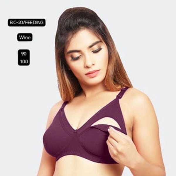 Prithvi Wine soft and comfort fabric Back Closure - hook and eye, Non padded, BC-20/FEEDING - 100, Wine