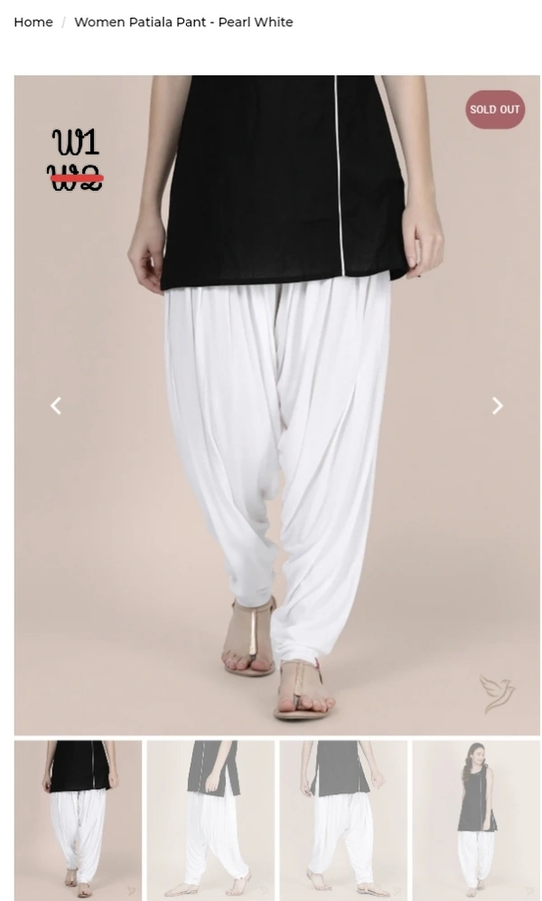Women Patiala Pant TWP1360 - W1, White