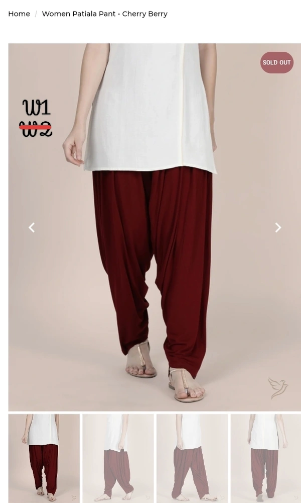 Women Patiala Pant TWP1360 - W1, Maroon