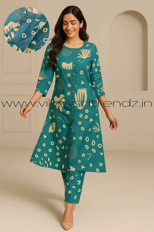Twill Blue Women's Cotton Cord set | Blue | CS410051 - 2XL, Blue