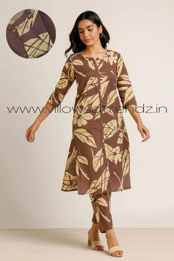 Twill Blue Women's Cotton Cord set | Brown | CS410057 - L, Brown