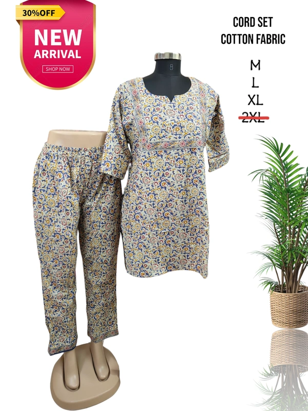Twill Blue Women's Cotton Cord set CS41002 - L, Light Blue