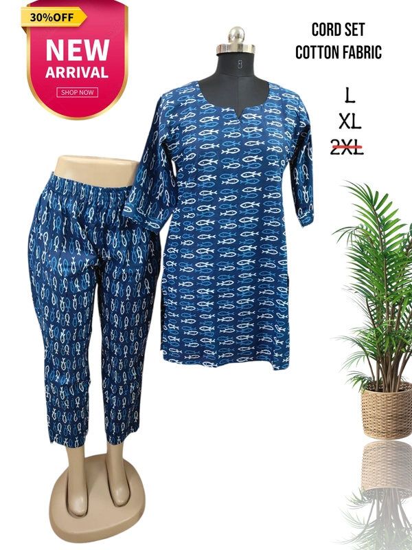 Twill Blue Women's Cotton Cord set CS41003 - XL, Blue